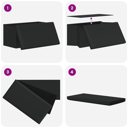 Fällbar Förvaringsbänk Svart 180 kg 80 L 77 x 38 x 38 cm PVC