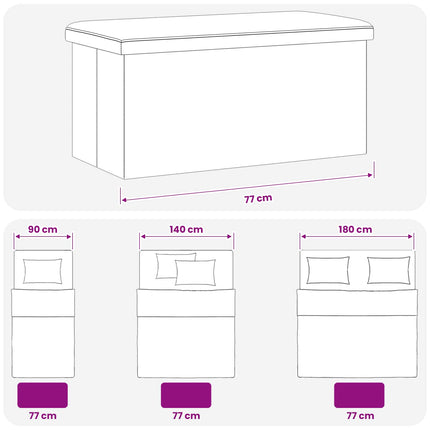Fällbar Förvaringsbänk Svart 180 kg 80 L 77 x 38 x 38 cm PVC