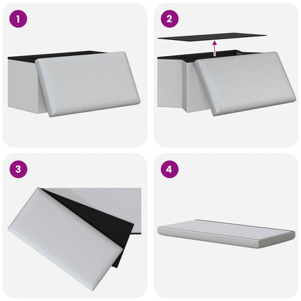 Fällbar Förvaringsbänk Vit 180 kg 80 L 77 x 38 x 38 cm PVC