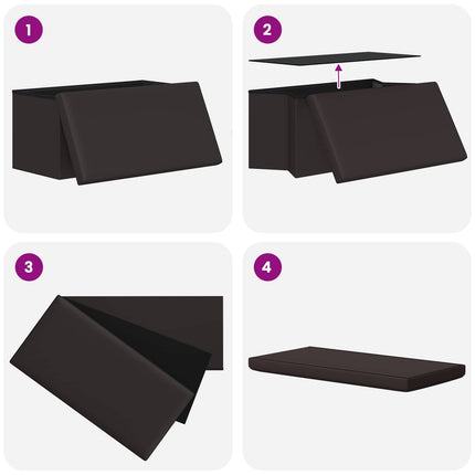 Fällbar Förvaringsbänk Brun 180 kg 80 L 77 x 38 x 38 cm PVC