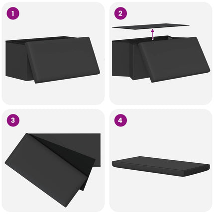 Fällbar Förvaringsbänk Grå 180 kg 80 L 77 x 38 x 38 cm PVC