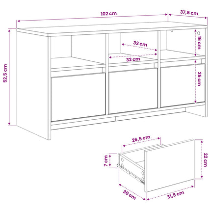 TV-skåp 102 x 37,5 x 52,5 cm Ekträ Konstruerat trä