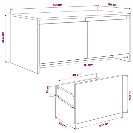 Soffbord Artisan-ek 90 x 50 x 41,5 cm Konstruerat trä