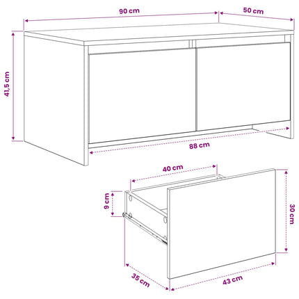 Soffbord Svart ek 90 x 50 x 41,5 cm Konstruerat trä