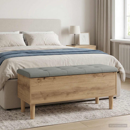 Förvaringsbänk med kudde Artisan-ek 102 x 42 x 46 cm