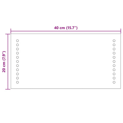 LED Badrumsspegel Transparent 40 x 20 cm härdat glas