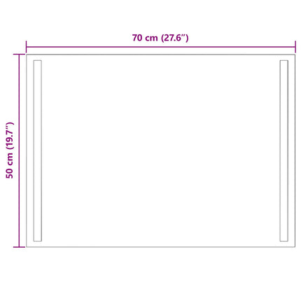 LED Badrumsspegel med spegel Transparent 70 x 50 cm härdat glas