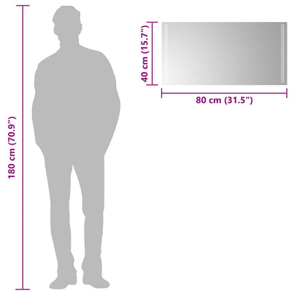 LED Badrumsspegel med spegel Transparent 80 x 40 cm härdat glas