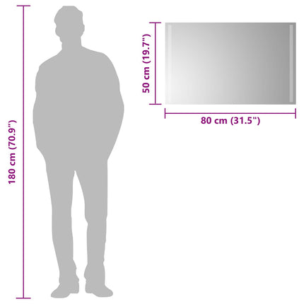 LED Badrumsspegel med spegel Transparent 80 x 50 cm härdat glas