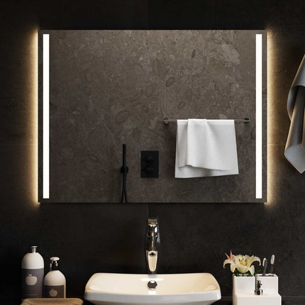 LED Badrumsspegel med spegel Transparent 80 x 60 cm härdat glas