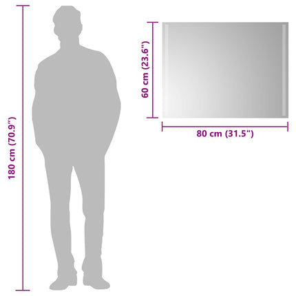 LED Badrumsspegel med spegel Transparent 80 x 60 cm härdat glas