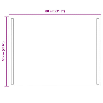 LED Badrumsspegel med spegel Transparent 80 x 60 cm härdat glas