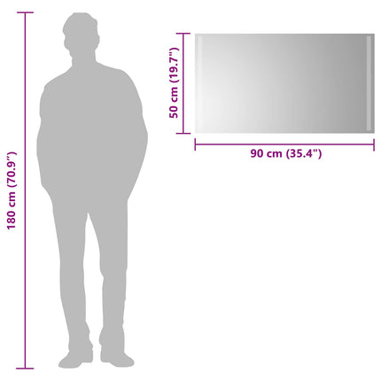 LED Badrumsspegel med spegel Transparent 90 x 50 cm härdat glas