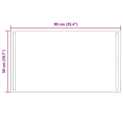 LED Badrumsspegel med spegel Transparent 90 x 50 cm härdat glas