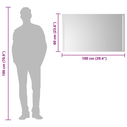 LED Badrumsspegel Transparent 100 x 60 cm härdat glas