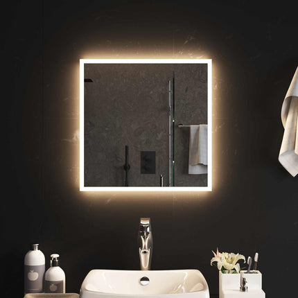 LED Badrumsspegel med spegel Transparent 50 x 50 cm härdat glas