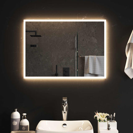 LED Badrumsspegel med spegel Transparent 70 x 50 cm härdat glas
