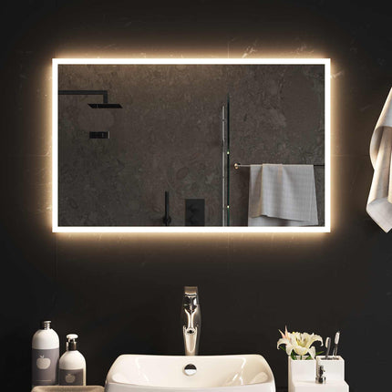 LED Badrumsspegel med spegel Transparent 80 x 50 cm härdat glas
