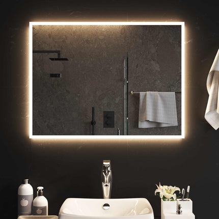 LED Badrumsspegel med spegel Transparent 80 x 60 cm härdat glas