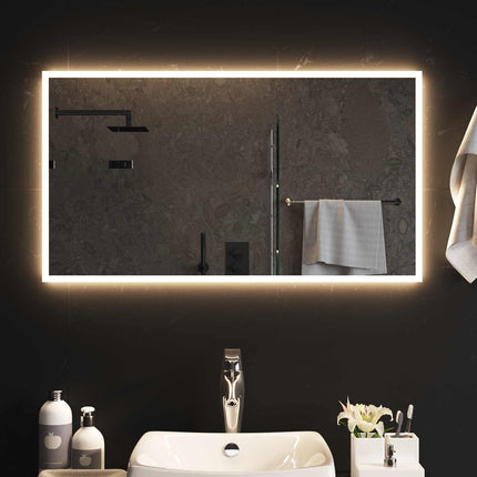 LED Badrumsspegel med spegel Transparent 90 x 50 cm härdat glas