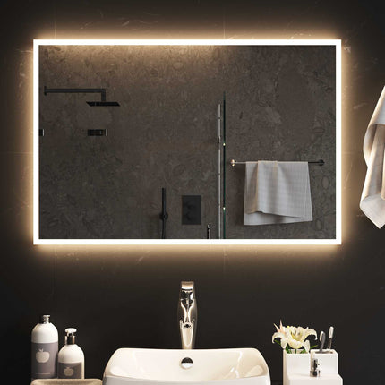 LED Badrumsspegel med spegel Transparent 90 x 60 cm härdat glas