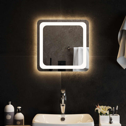 LED Badrumsspegel med spegel Transparent 40 x 40 cm härdat glas