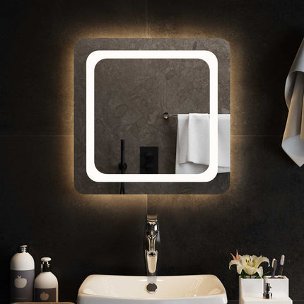 LED Badrumsspegel med spegel Transparent 50 x 50 cm härdat glas