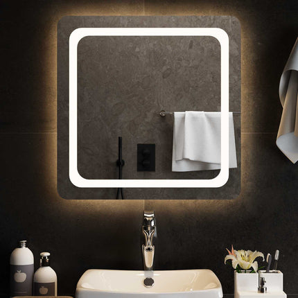 LED Badrumsspegel med spegel Transparent 60 x 60 cm härdat glas