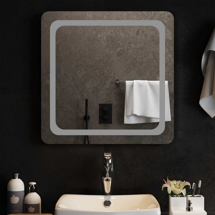 LED Badrumsspegel med spegel Transparent 60 x 60 cm härdat glas