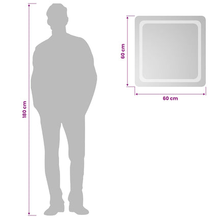 LED Badrumsspegel med spegel Transparent 60 x 60 cm härdat glas