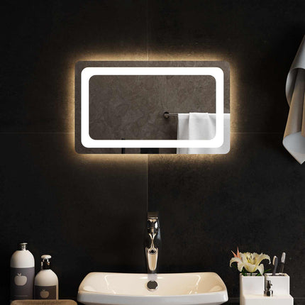 LED Badrumsspegel med spegel Transparent 50 x 30 cm härdat glas