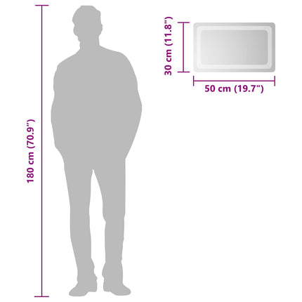 LED Badrumsspegel med spegel Transparent 50 x 30 cm härdat glas
