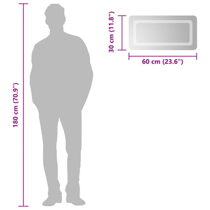 LED Badrumsspegel med spegel Transparent 60 x 30 cm härdat glas