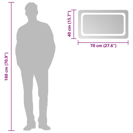 LED Badrumsspegel med spegel Transparent 70 x 40 cm härdat glas
