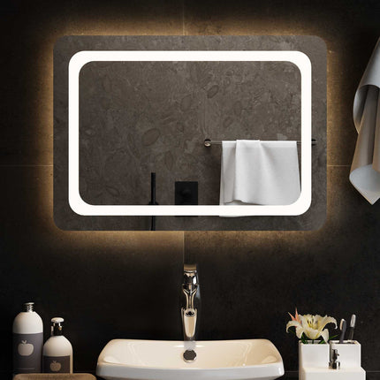LED Badrumsspegel med spegel Transparent 70 x 50 cm härdat glas