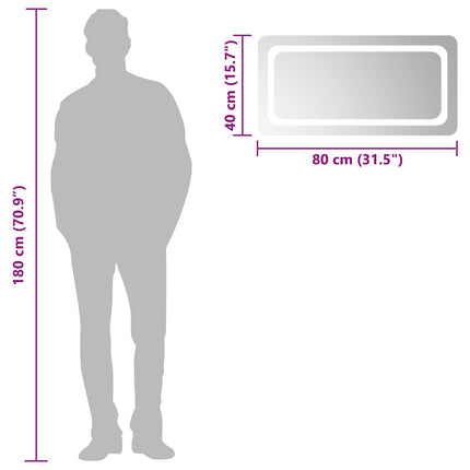 LED Badrumsspegel med spegel Transparent 80 x 40 cm härdat glas