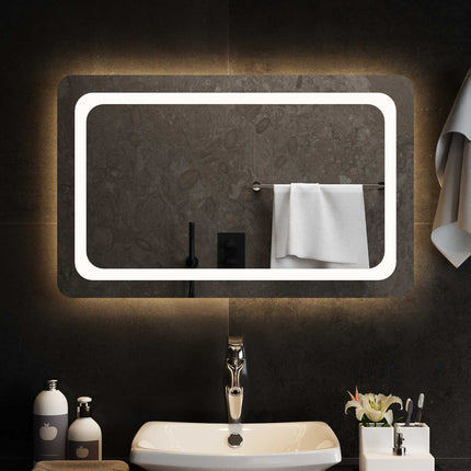 LED Badrumsspegel med spegel Transparent 80 x 50 cm härdat glas