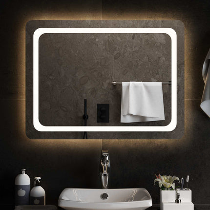 LED Badrumsspegel med spegel Transparent 80 x 60 cm härdat glas