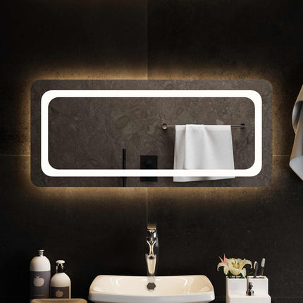LED Badrumsspegel med spegel Transparent 90 x 40 cm härdat glas