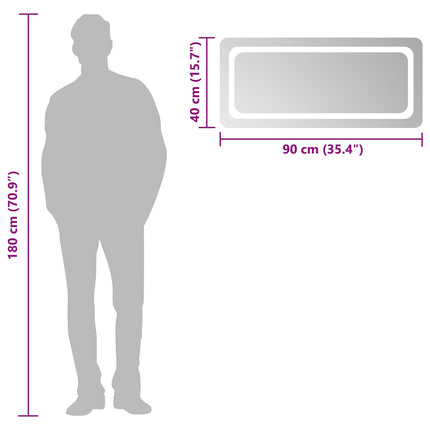 LED Badrumsspegel med spegel Transparent 90 x 40 cm härdat glas