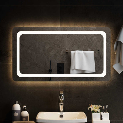 LED Badrumsspegel med spegel Transparent 90 x 50 cm härdat glas