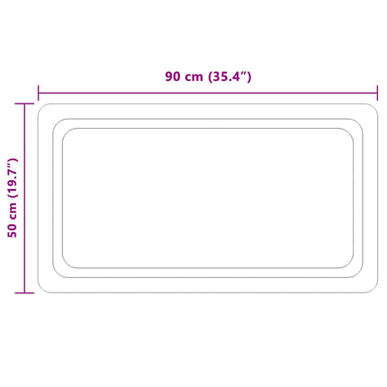 LED Badrumsspegel med spegel Transparent 90 x 50 cm härdat glas
