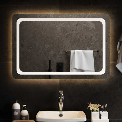 LED Badrumsspegel med spegel Transparent 90 x 60 cm härdat glas