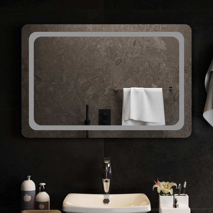 LED Badrumsspegel med spegel Transparent 90 x 60 cm härdat glas
