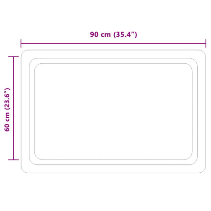 LED Badrumsspegel med spegel Transparent 90 x 60 cm härdat glas