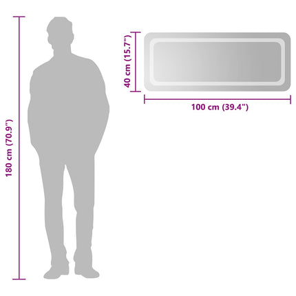 LED Badrumsspegel Transparent 100 x 40 cm härdat glas
