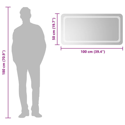 LED Badrumsspegel Transparent 100 x 50 cm härdat glas