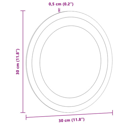 LED Badrumsspegel med spegel Transparent Ø 30 cm härdat glas
