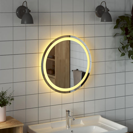 LED Badrumsspegel med spegel Transparent Ø 50 cm härdat glas