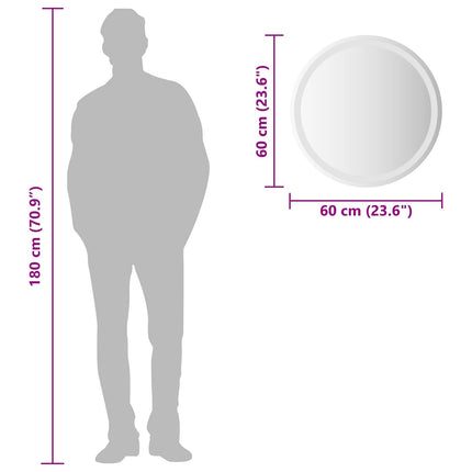 LED Badrumsspegel med spegel Transparent Ø 60 cm härdat glas
